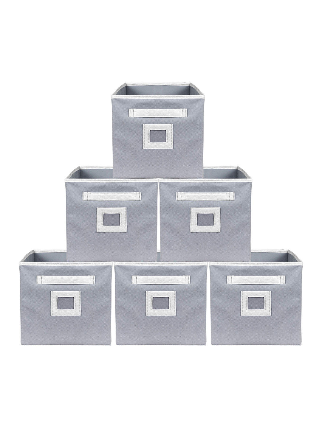 Kuber Industries Set Of 6 Grey Solid Foldable Storage Replacement Drawers With Handles