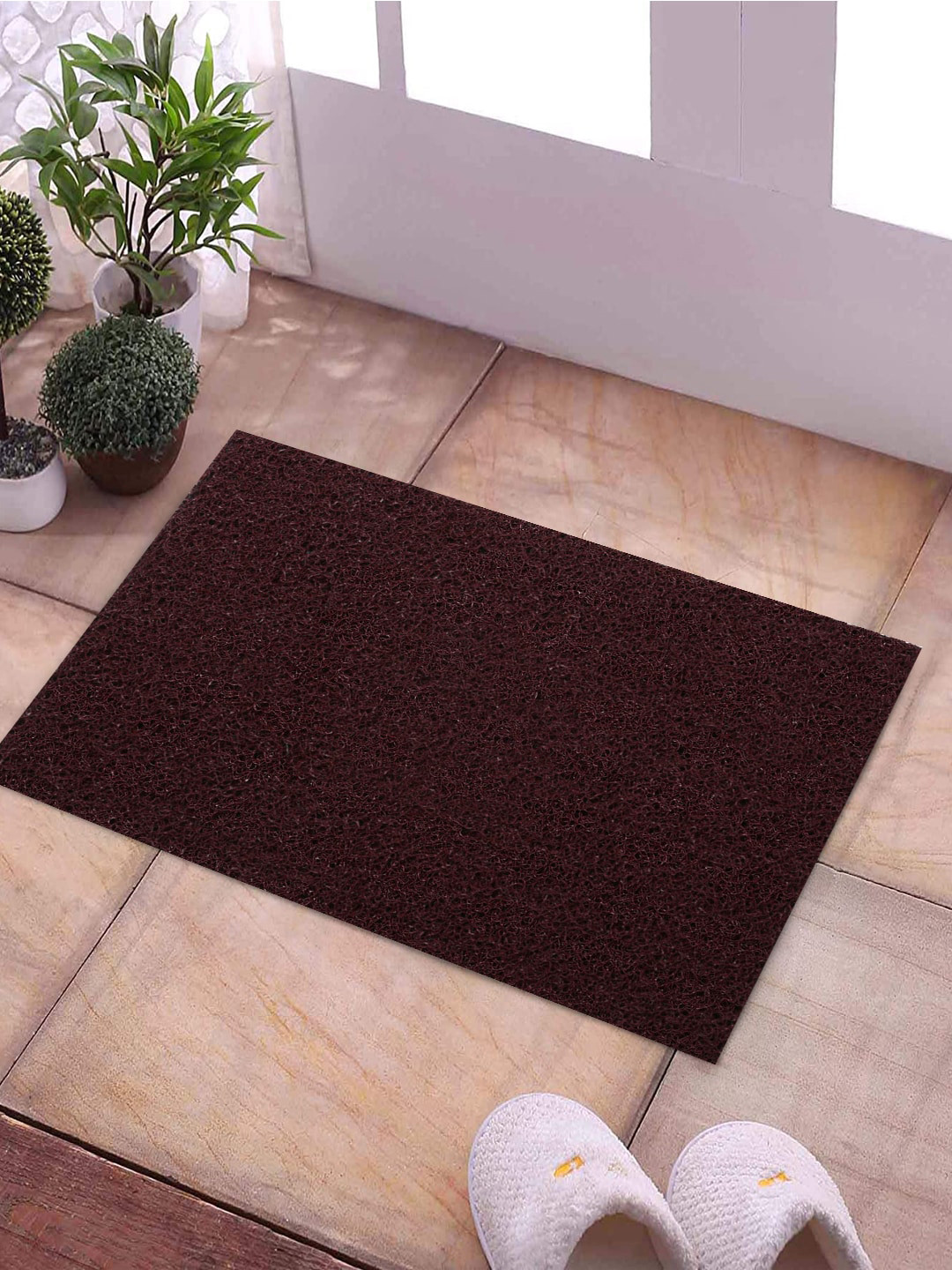 Kuber Industries Burgundy Solid Rubber Anti-Skid Doormat
