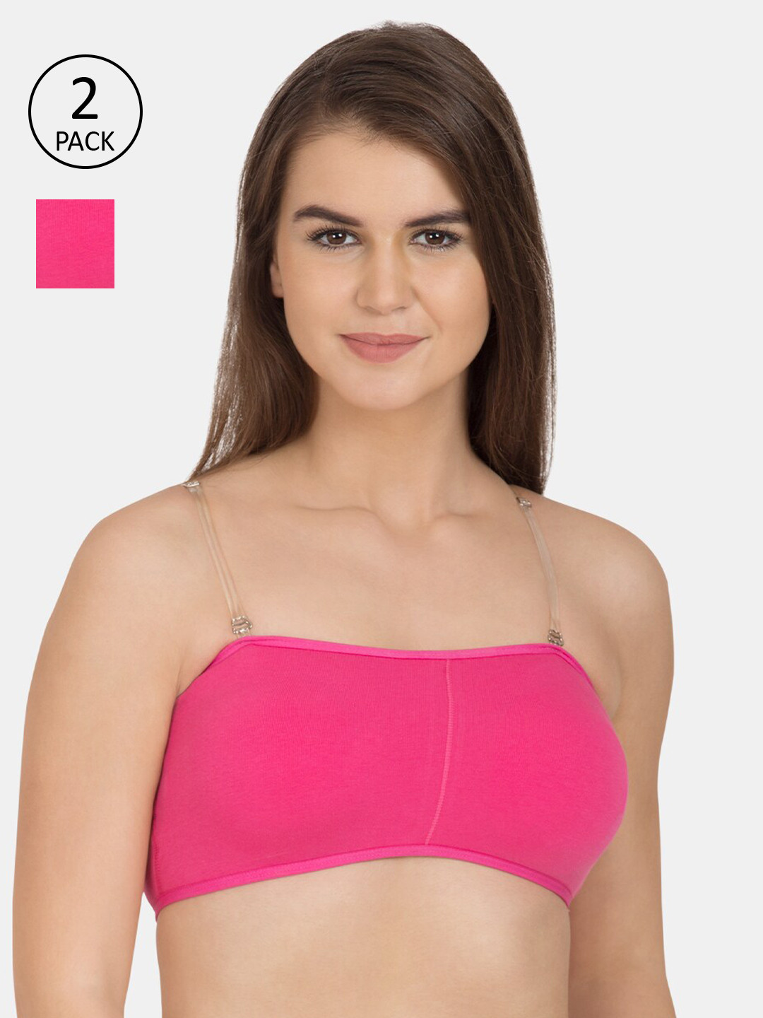 Tweens Pink Pack Of 2 Solid Non-Wired Lightly Padded Everyday Bra
