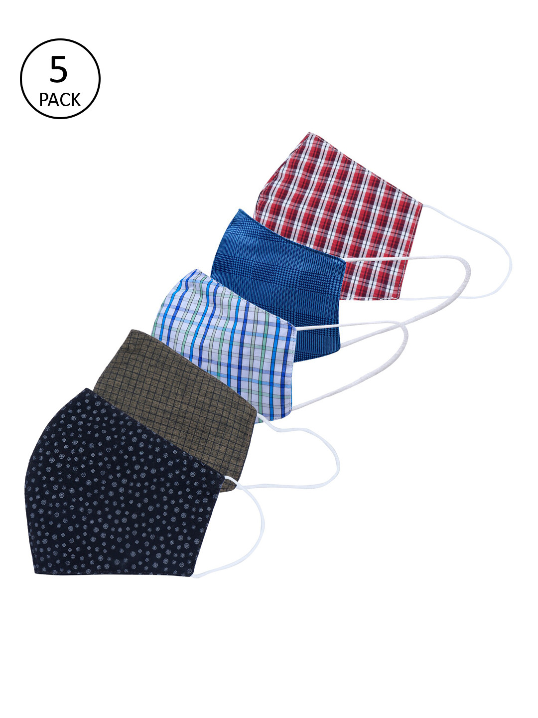 Be Indi Adults Pack of 5 Assorted Reusable 2-Layer Outdoor Masks