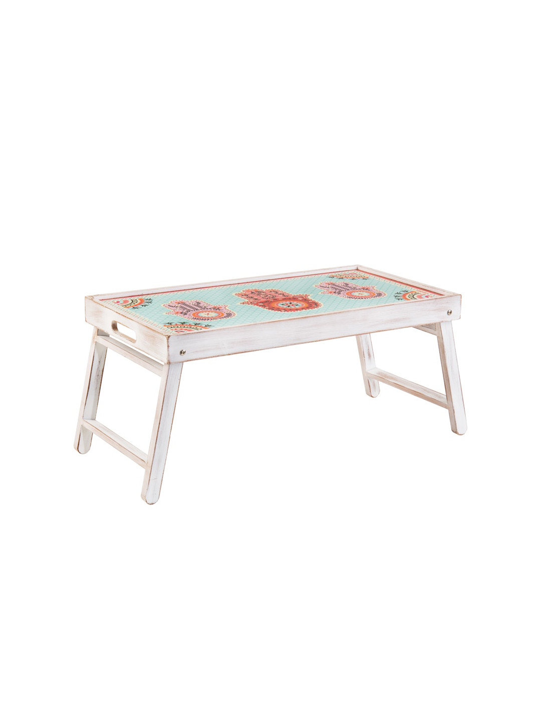 Chumbak Multicolored Peaceful Palms Print Breakfast Table cum Tray