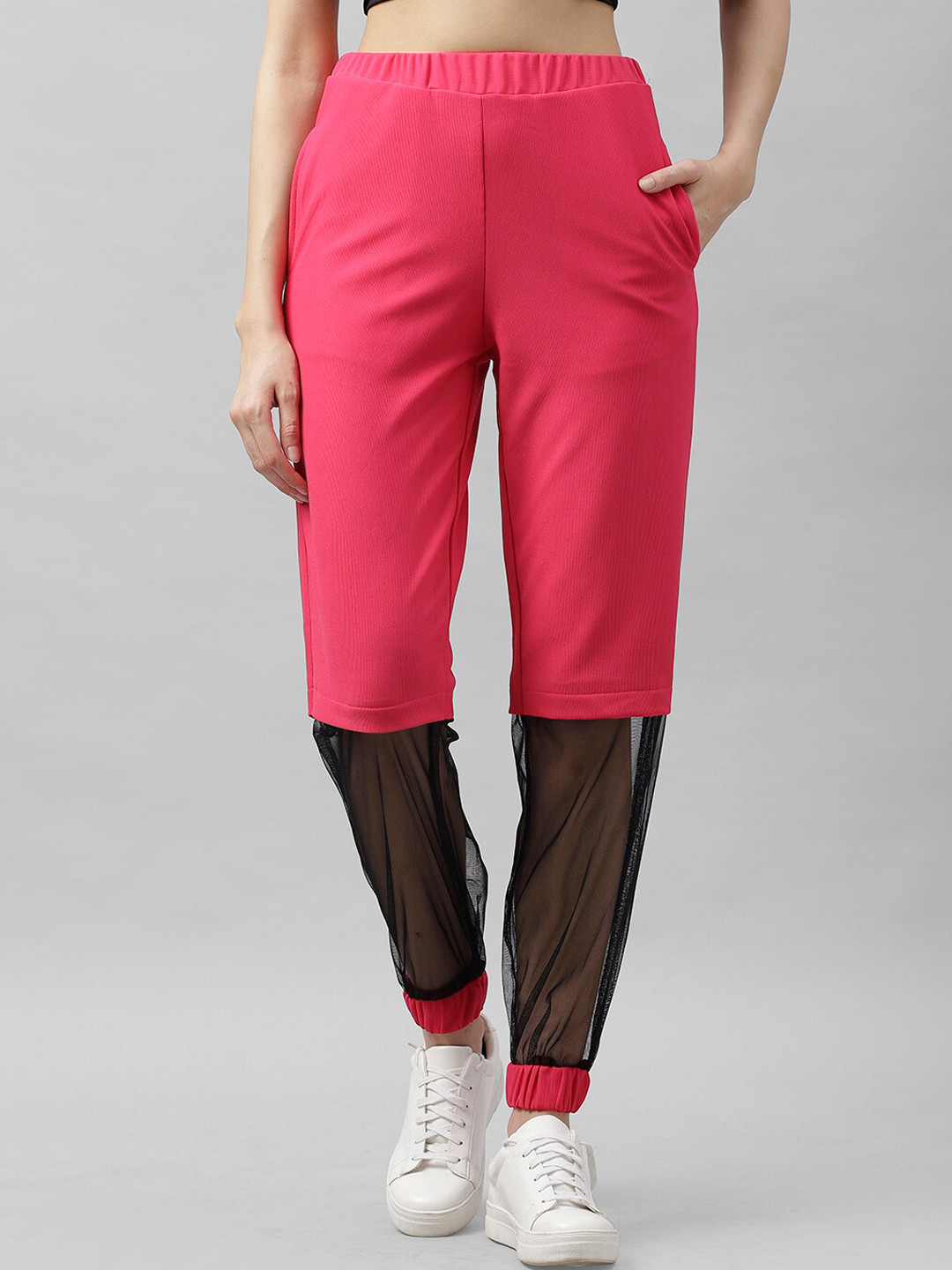 Athena Women Fuchsia Loose Fit Solid Joggers