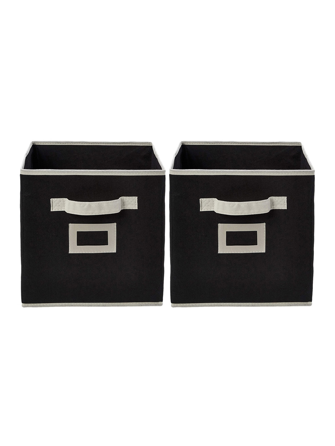 Kuber Industries Set Of 2 Black & White Fabric Foldable Large Cube Storage Boxes