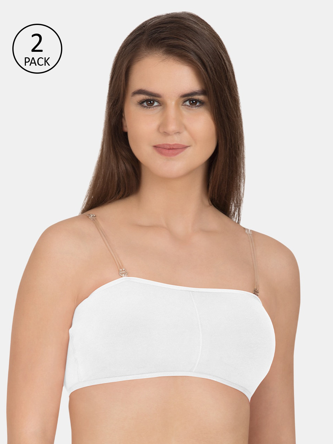Tweens White Pack of 2 Solid Non-Wired Lightly Padded Bandeau Bra TW-9279-OFFW-2PC-30B