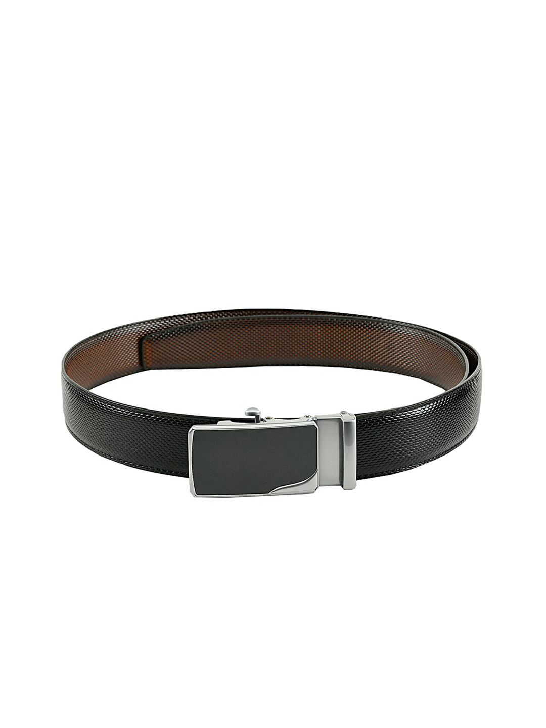 WINSOME DEAL Men Black & Brown Textured Reversible Belt