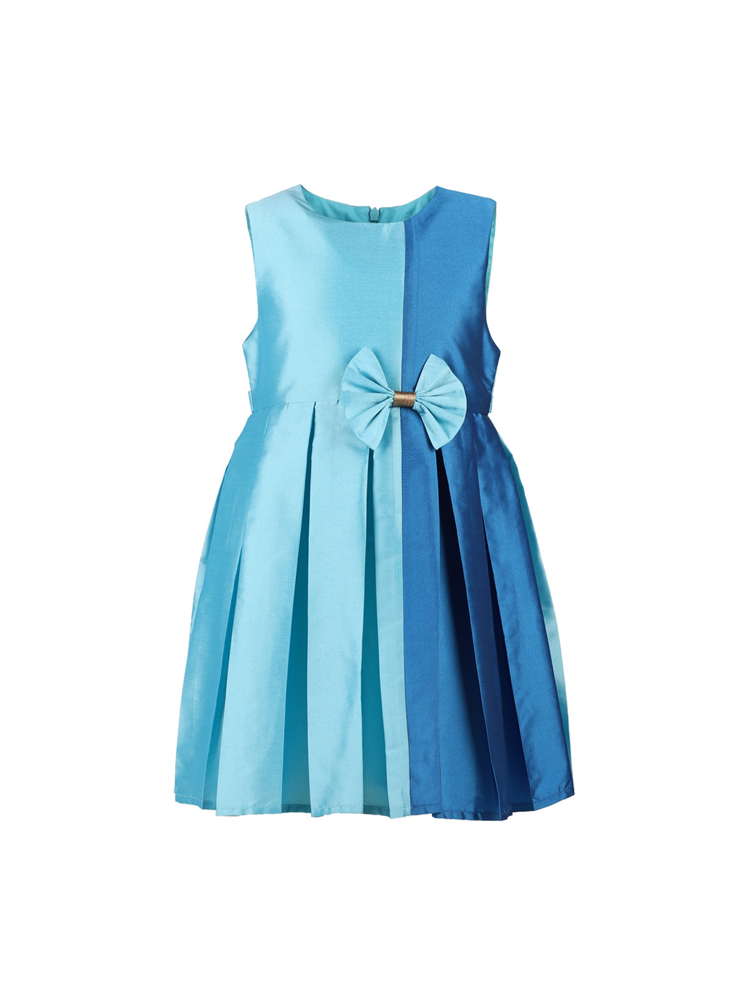 A Little Fable Girls Blue Colourblocked Fit and Flare Dress
