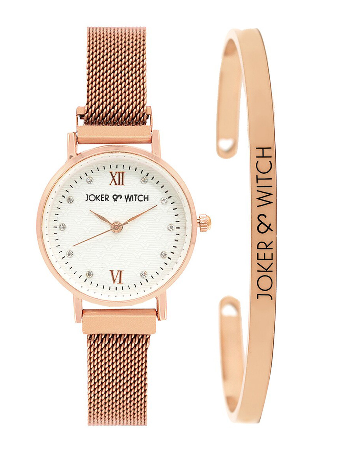 JOKER & WITCH Women Taffy Rosegold Magnetic Watch Bracelet Stack