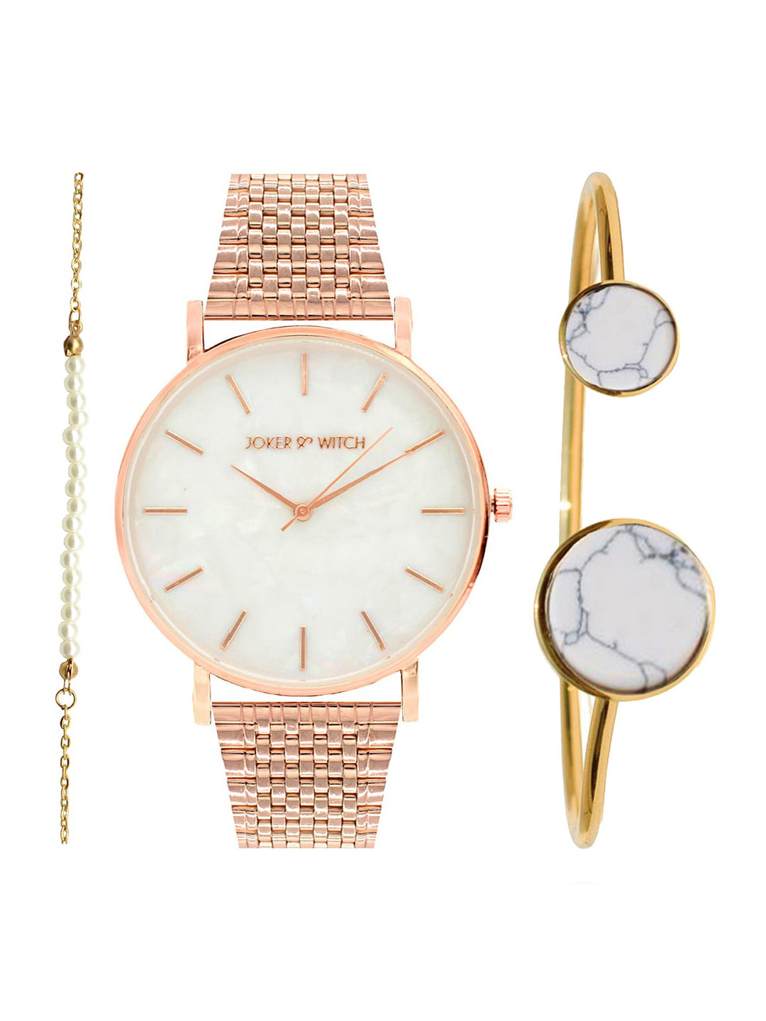 JOKER & WITCH White Charlotte Rosegold Bracelet Stack JWBS95
