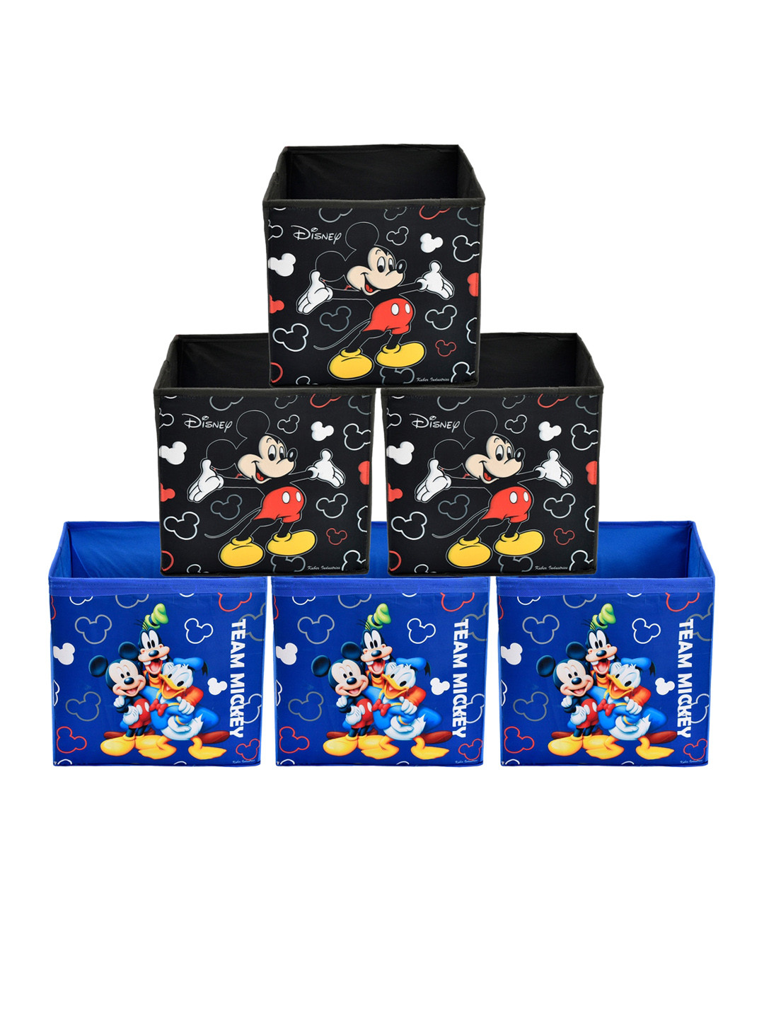 Kuber Industries Set Of 6 Disney Printed Foldable Storage Boxes With Handles