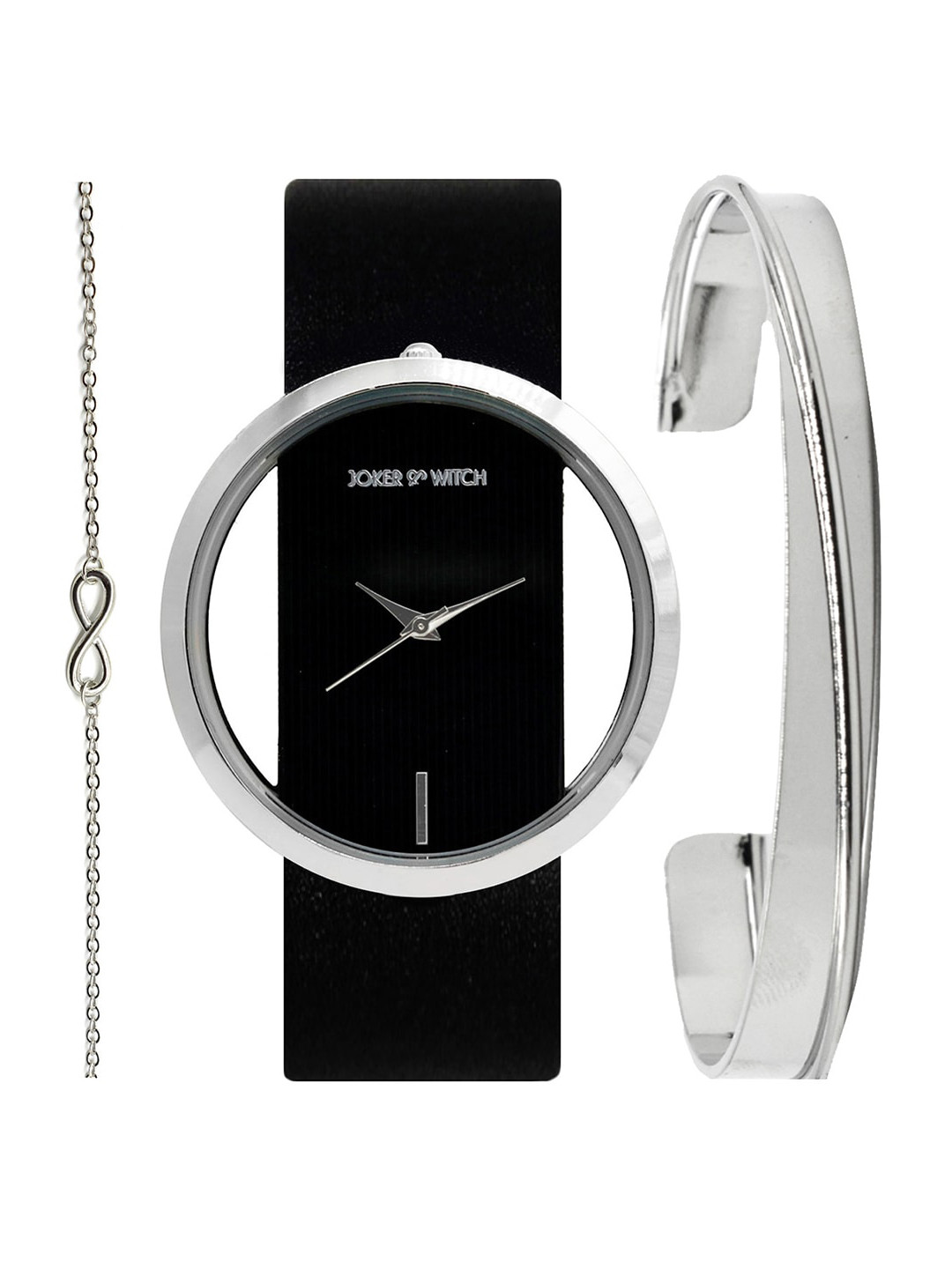 JOKER & WITCH Women Black Petrina Watch & Bracelet Stack JWBS104