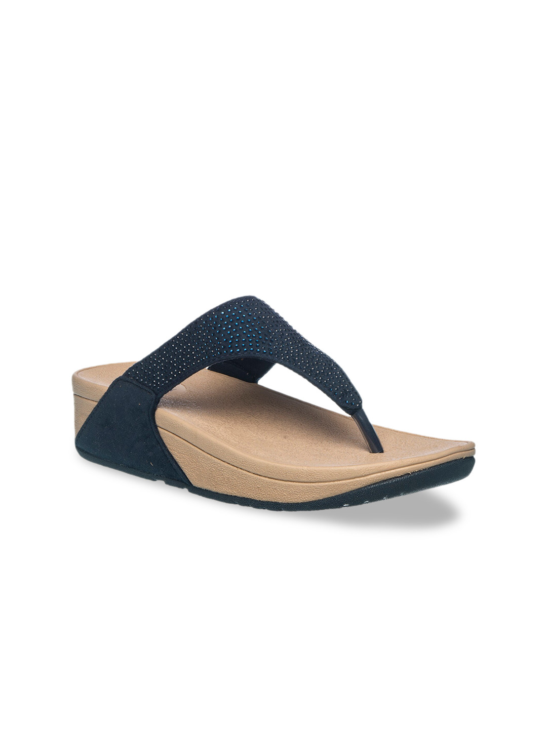 Khadims Women Navy Blue Embellished Comfort Heels