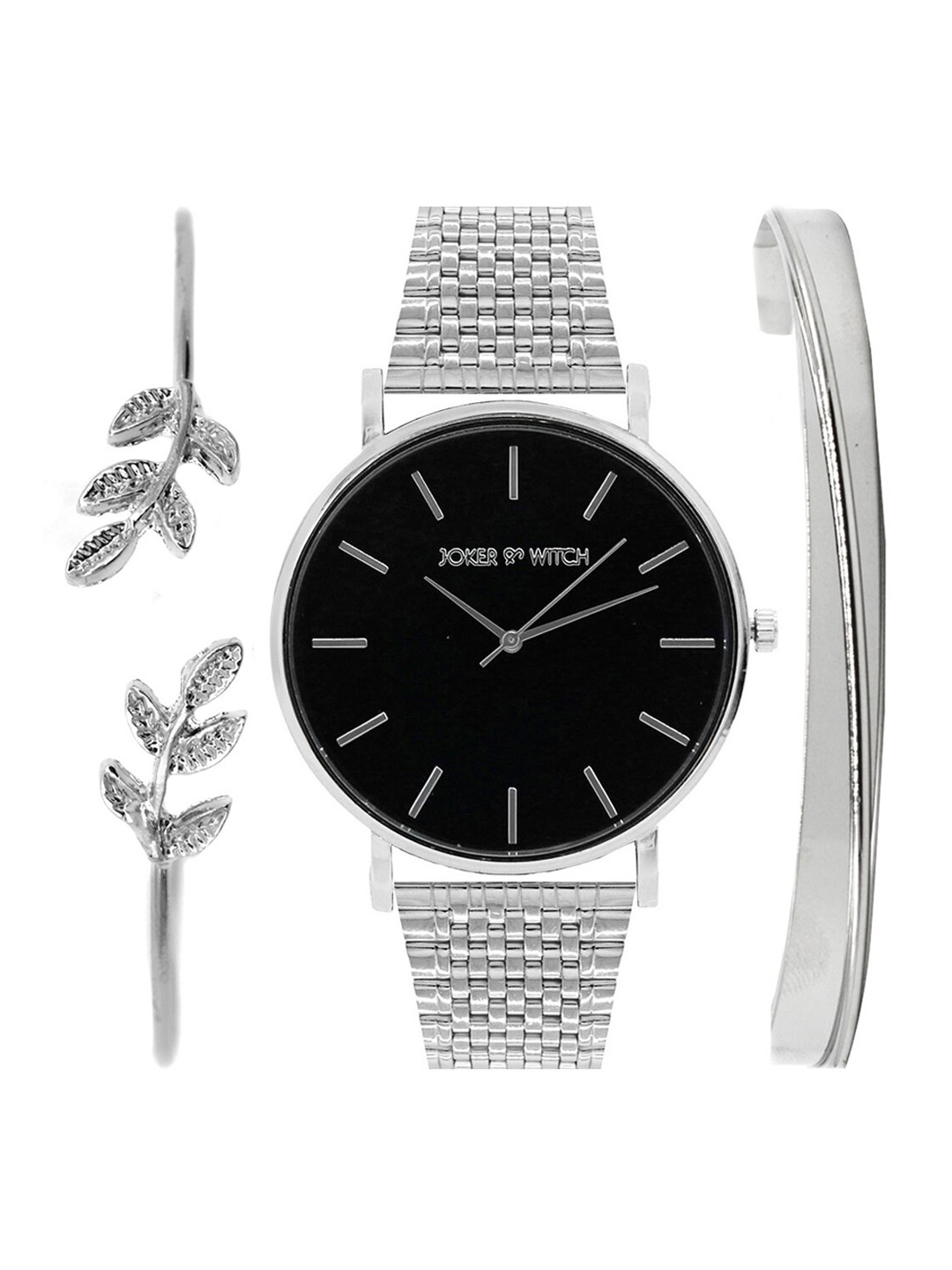 JOKER & WITCH Black Tamsin Silver Bracelet Stack JWBS101