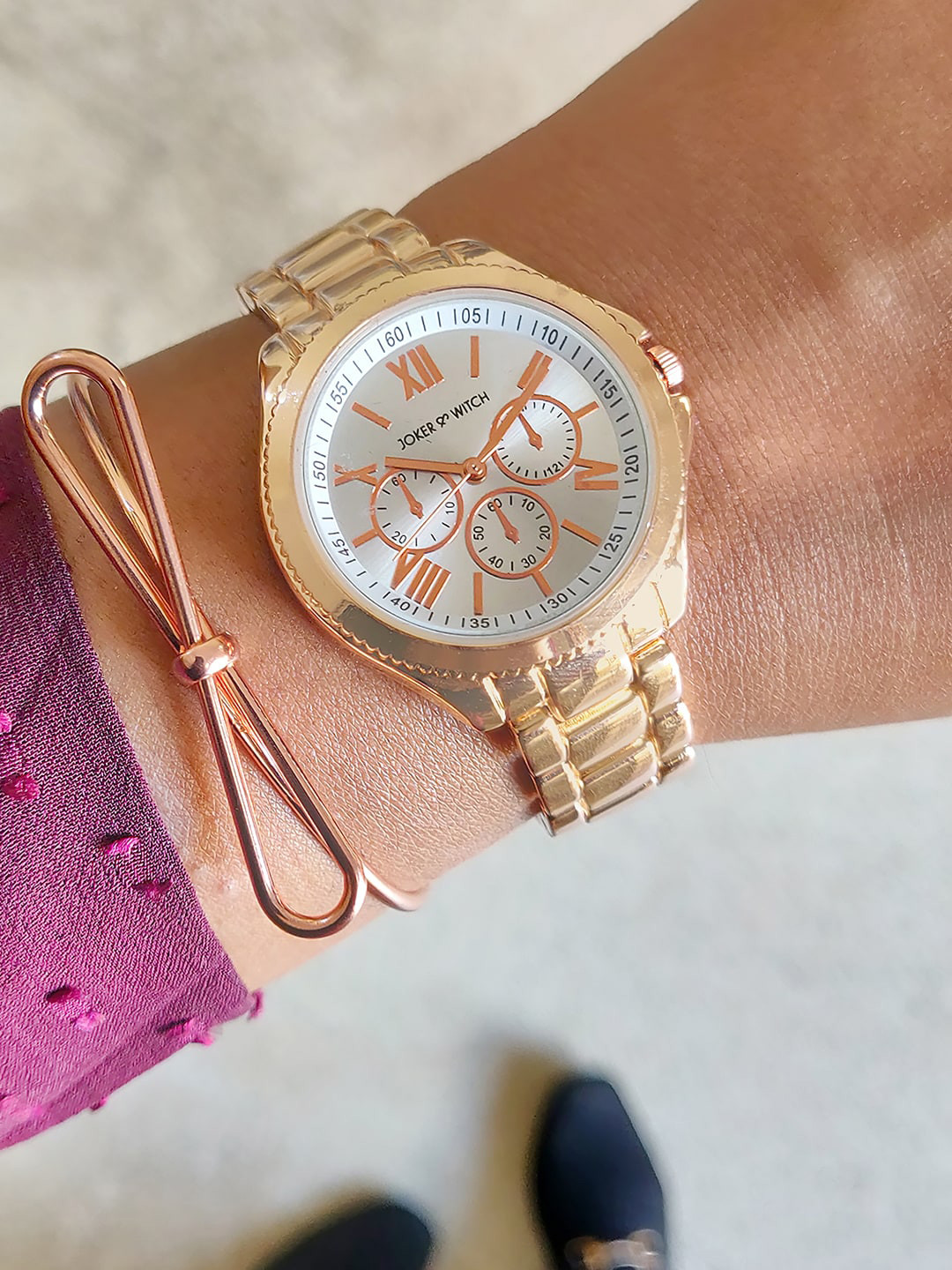 JOKER & WITCH Women Carole Silver-Toned Watch Bracelet Stack