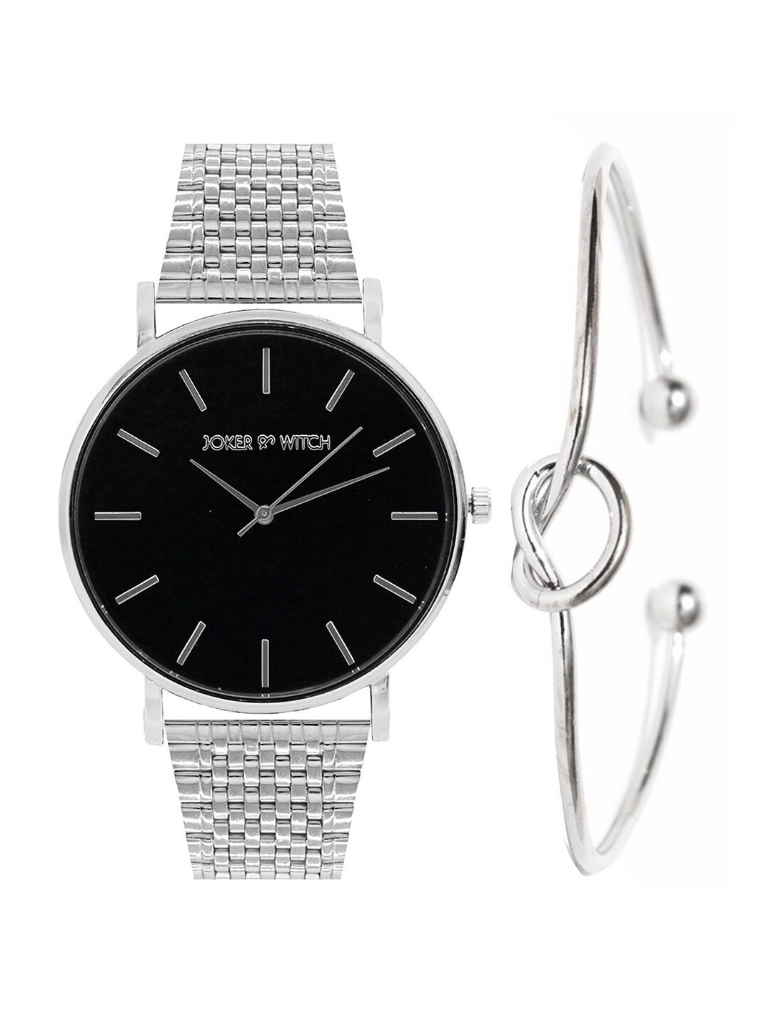 Joker & Witch Women Black & Silver Luna Gold Watch & Bracelet Stack JWBS85