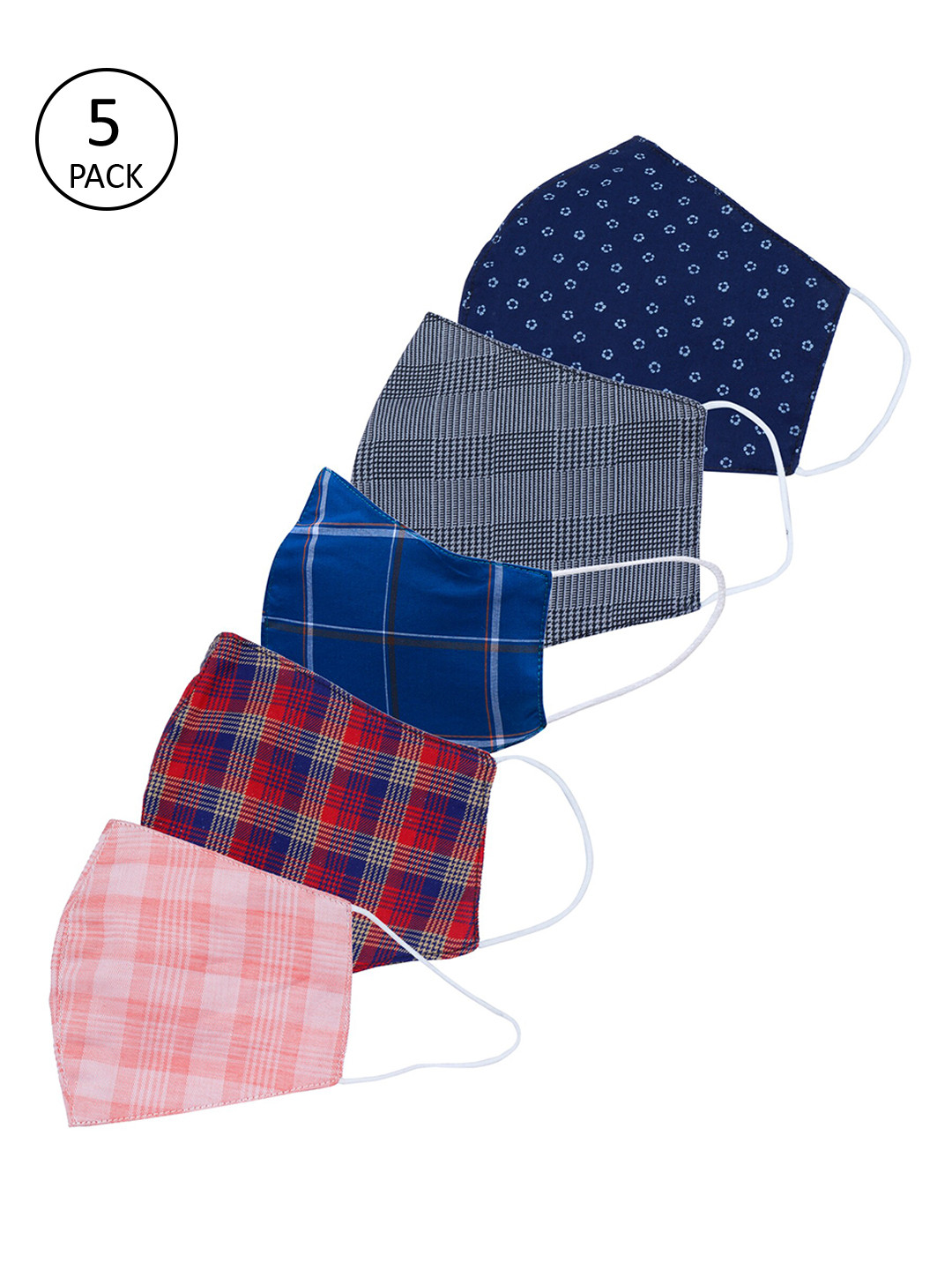 Be Indi Adults Pack Of 5 Assorted 2-Ply Reusable Cloth Masks