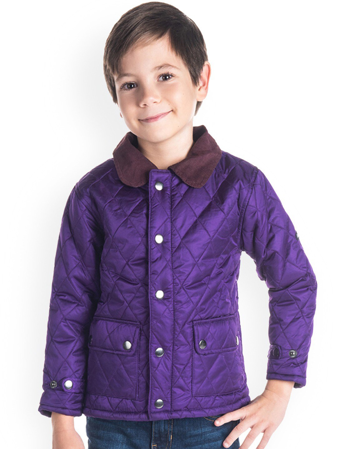 Cherry Crumble Boys Purple Solid Quilted Jacket