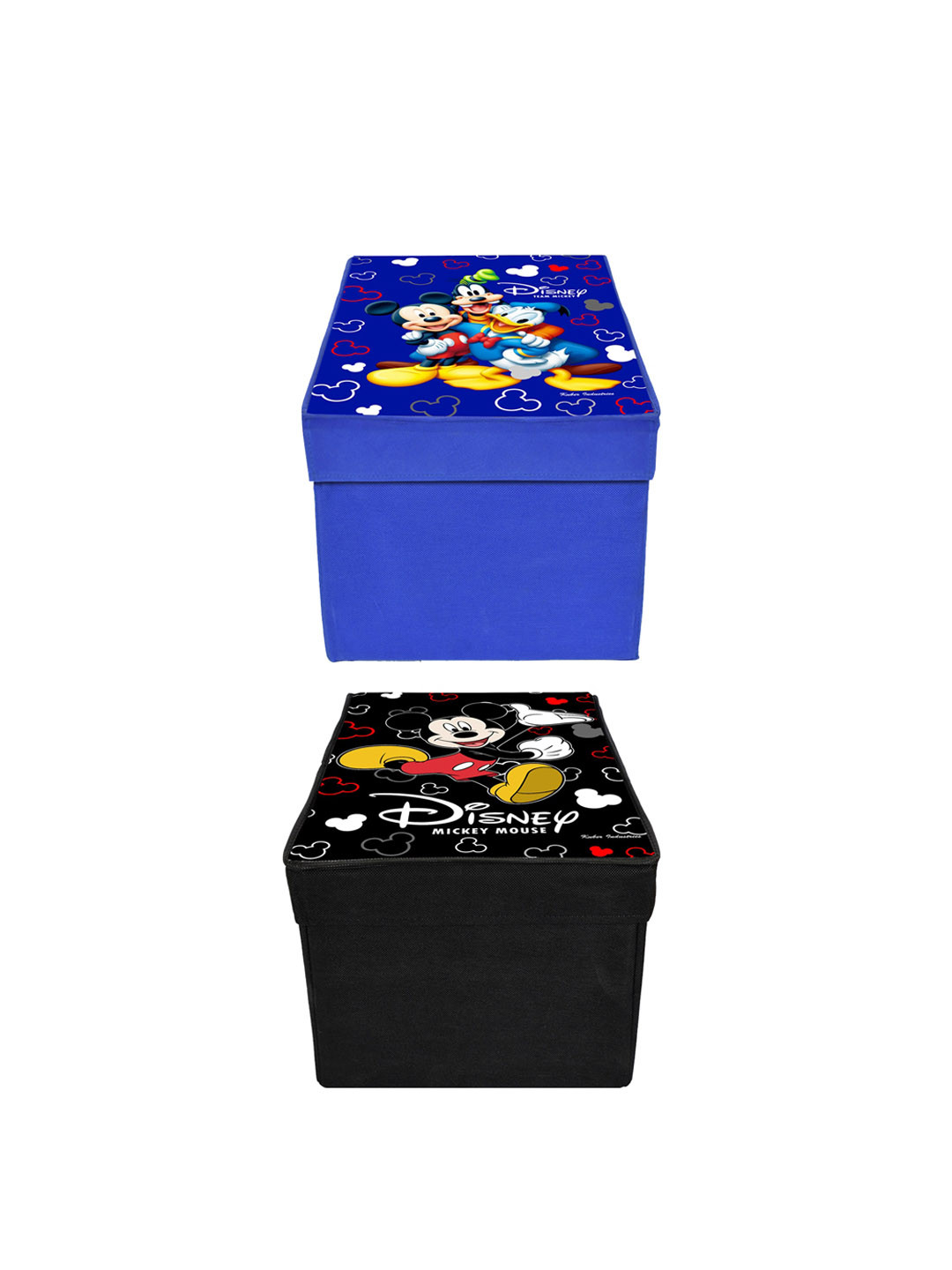 Kuber Industries Set Of 2 Disney Printed Foldable Saree Cover Storage Boxes With Lids