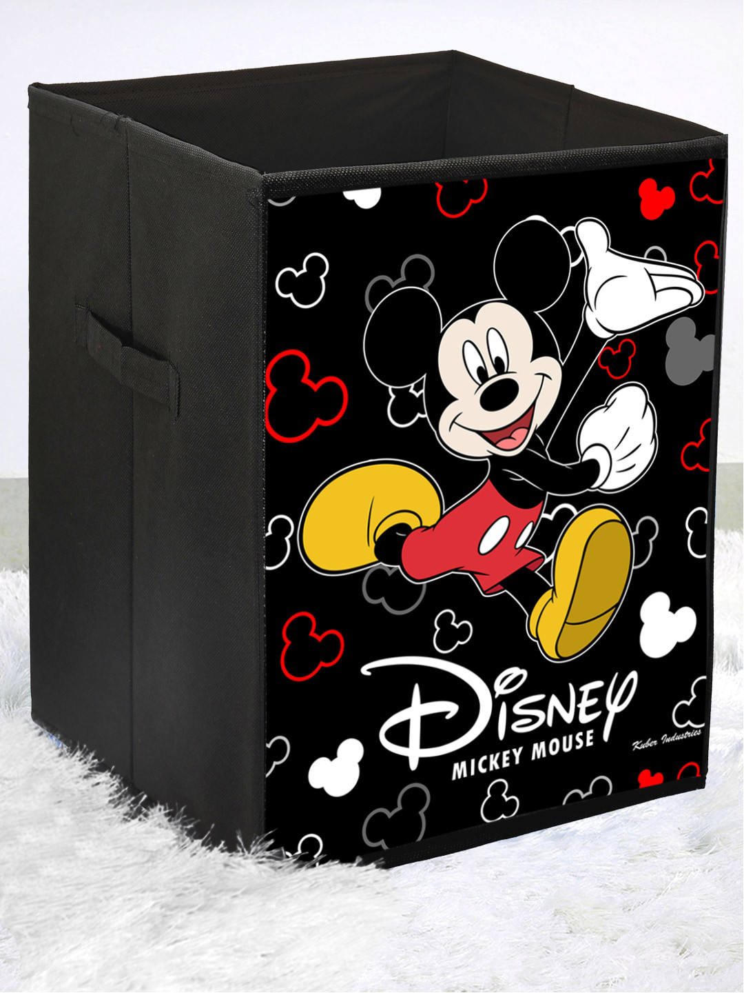 Kuber Industries Black & Red Disney Mickey Mouse Printed Multi-Utility Storage Box With Handles