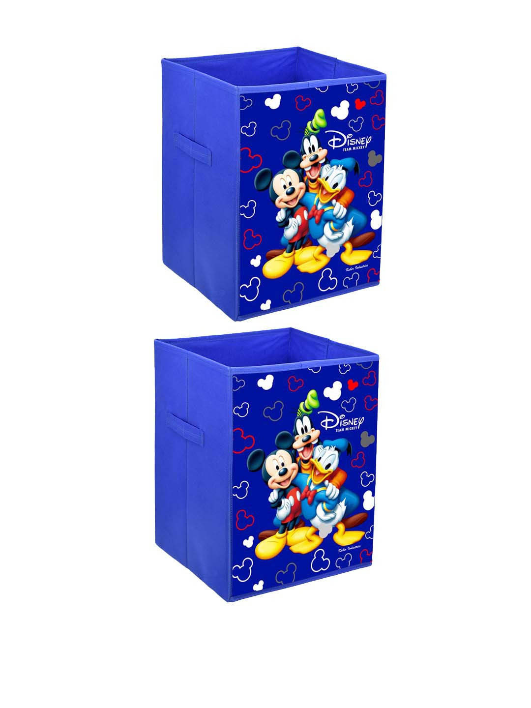 Kuber Industries Blue Set of 2 Disney Team Print Laundry Basket & Storage Box With Handles