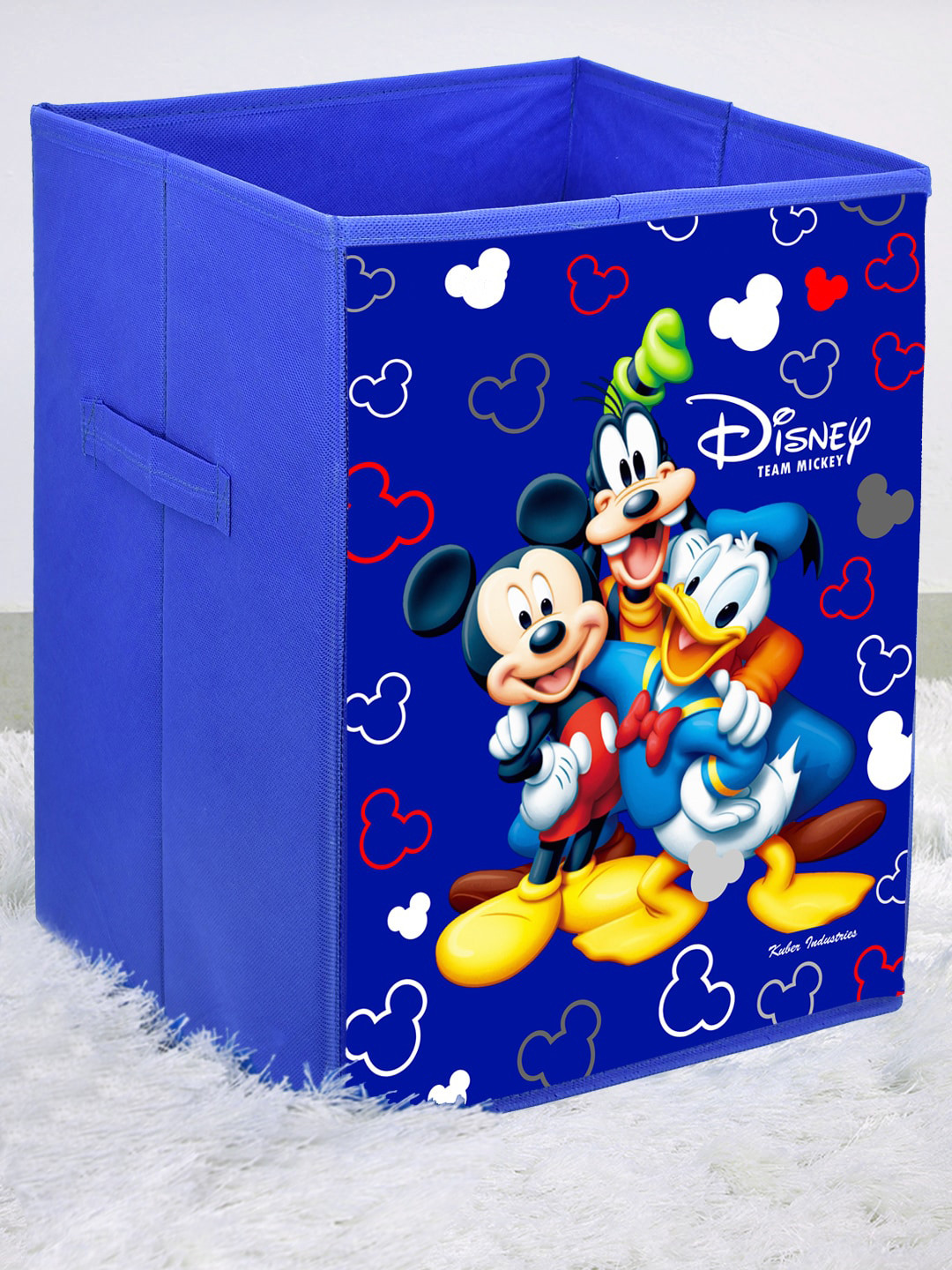Kuber Industries Blue Printed Disney Team Mickey Multi-Utility Storage Basket with Handles