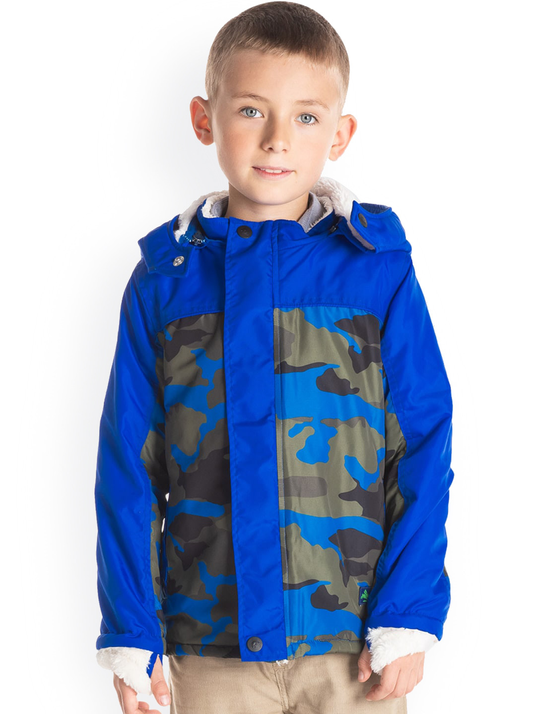 Cherry Crumble Boys Blue & Grey Printed Padded Jacket