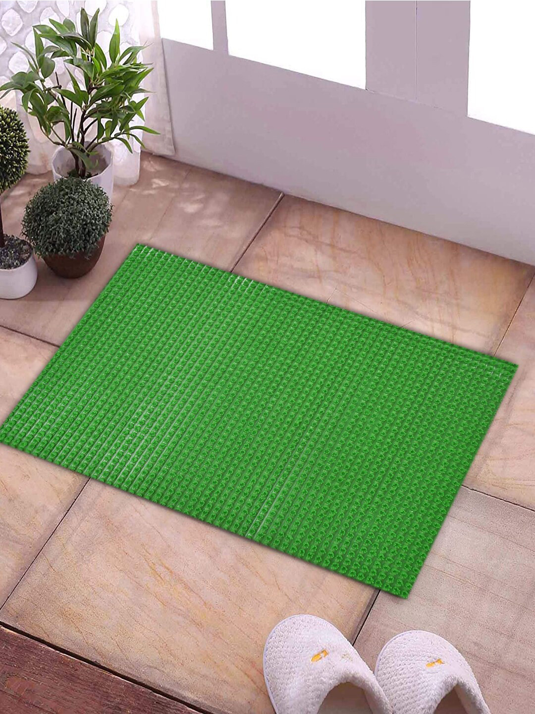 Kuber Industries Green Solid Heavy Duty Anti-Skid Doormat