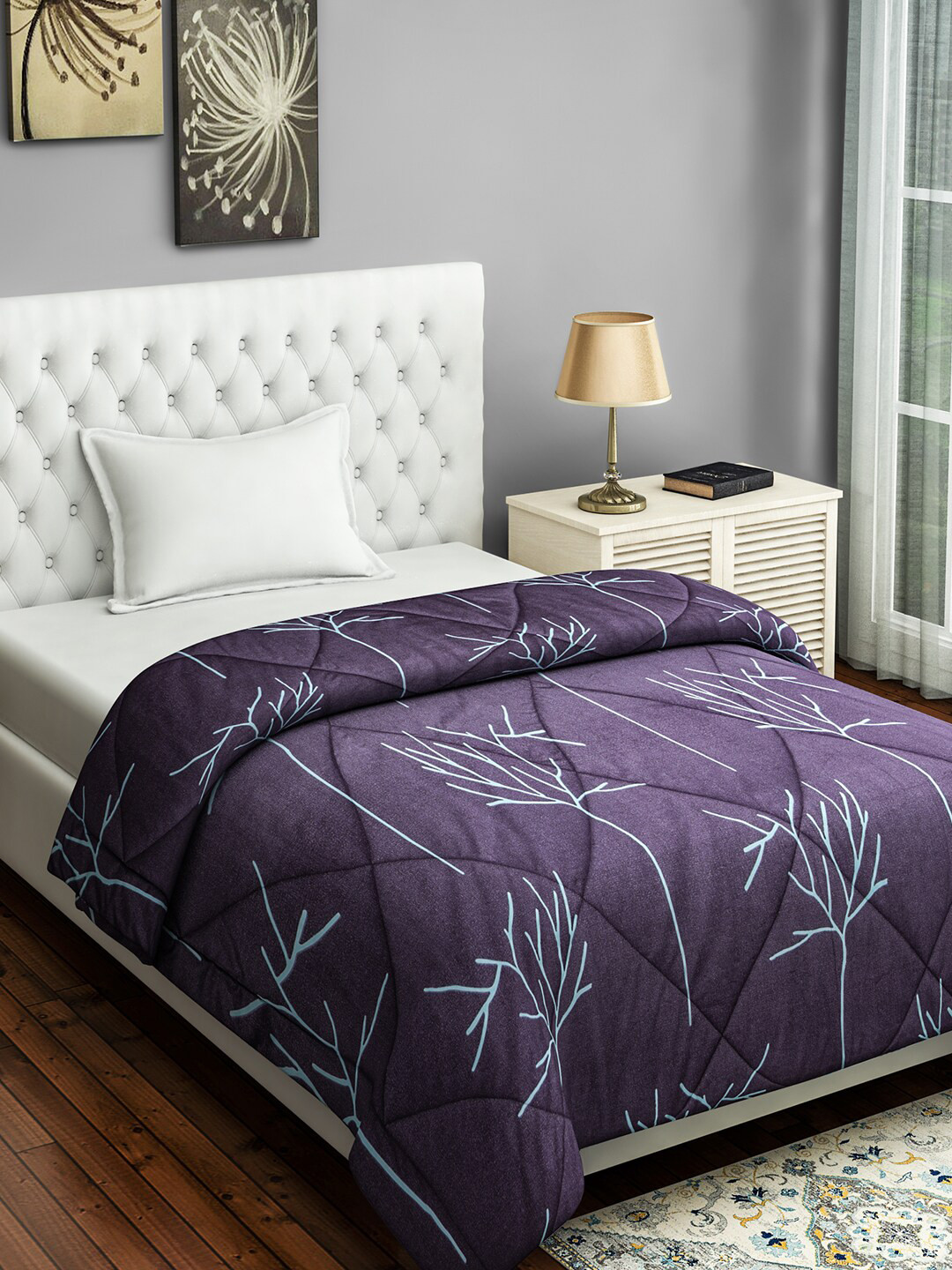 SWAYAM Purple Abstract AC Room 150 GSM Single Bed Comforter