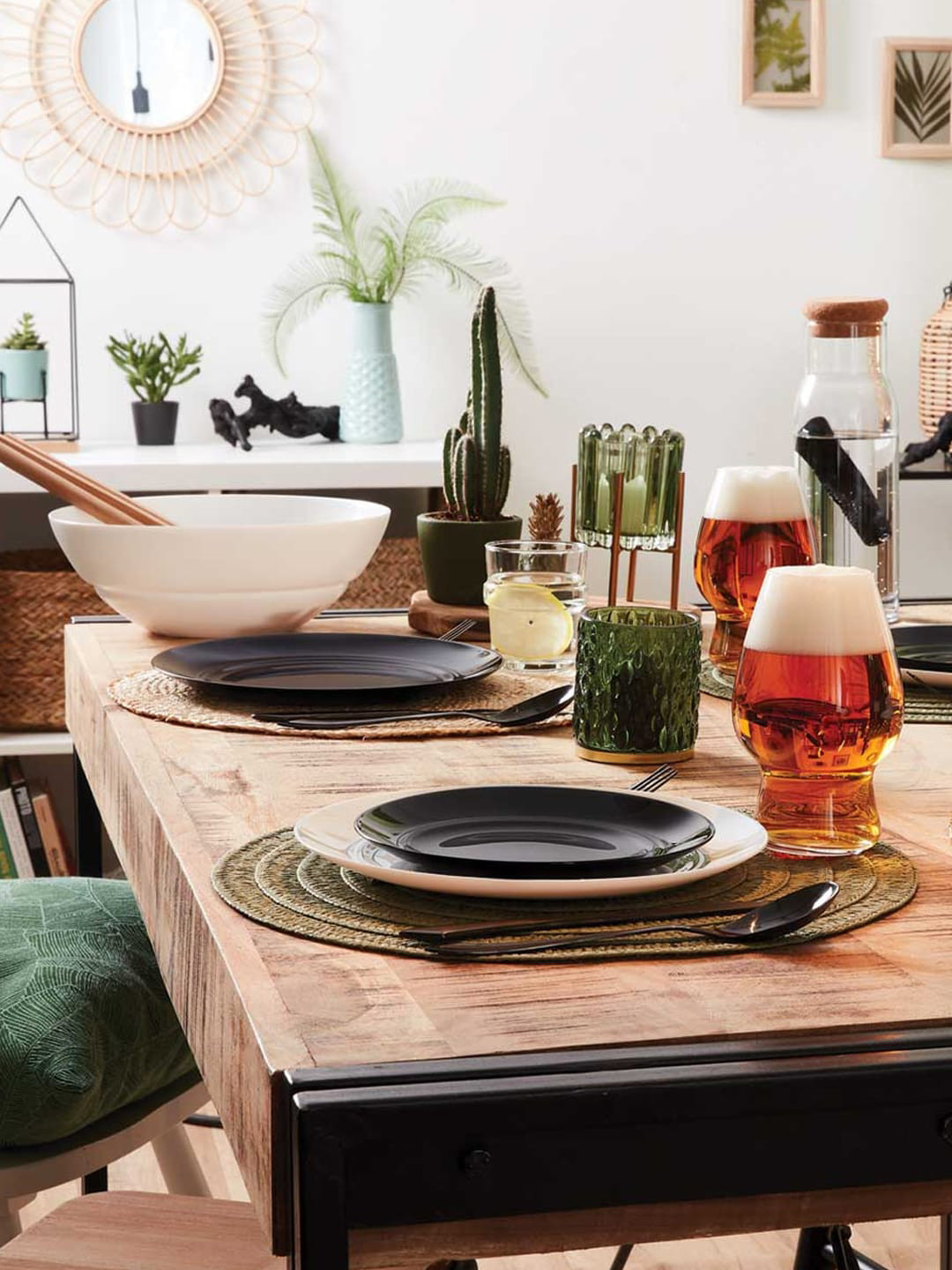 Luminarc Black 6-Pieces Solid Opalware Plates Set