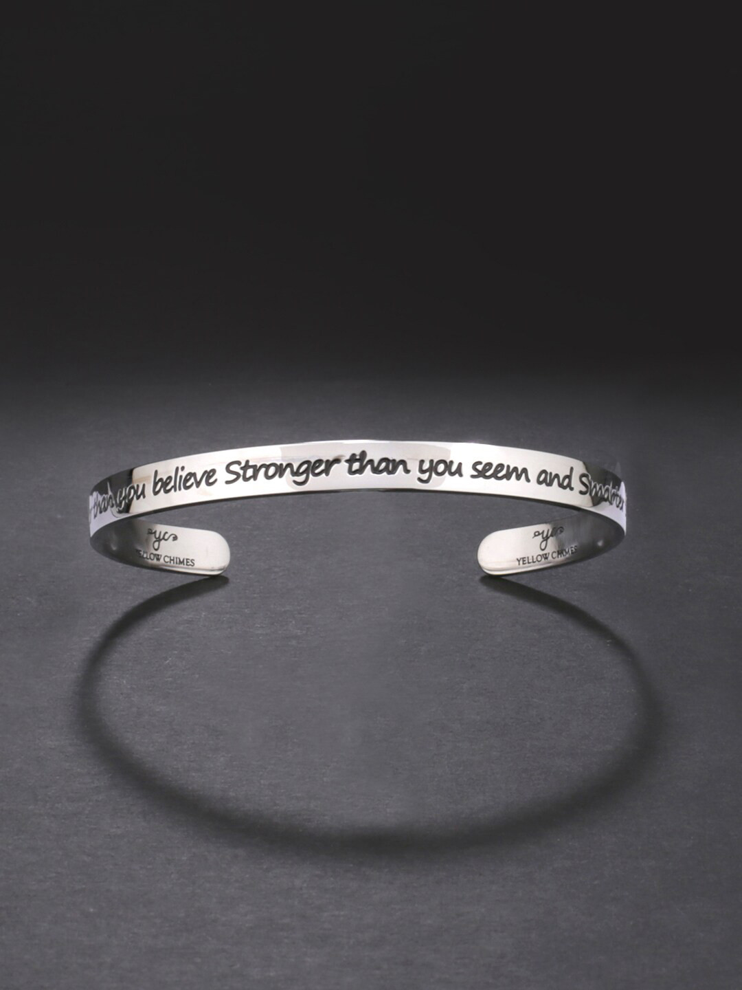 Yellow Chimes Silver-Plated Engraved Cuff Bracelet