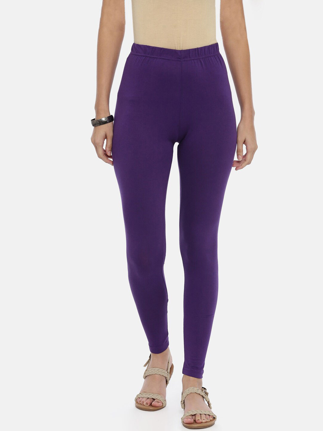 Souchii Women Violet Solid Slim-Fit Ankle-Length Leggings