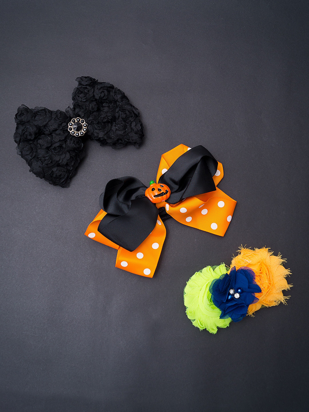 Golden Peacock Set of 3 Multicoloured Lace Hairbands