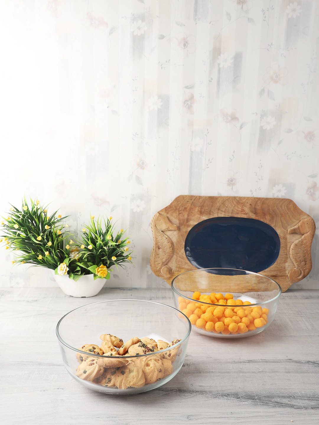 ceradeco Transparent 2-Pieces Solid Glass Bowls Set