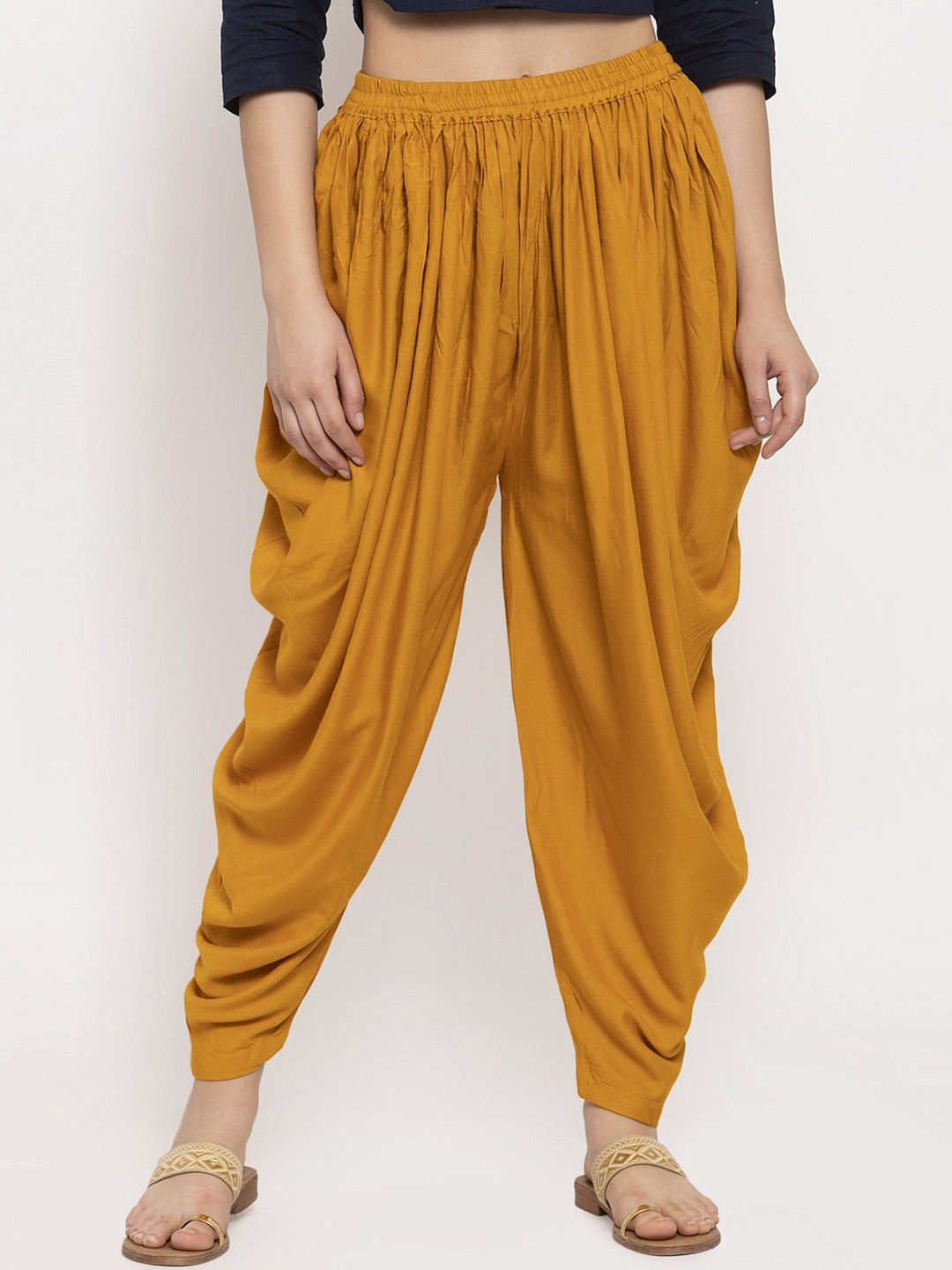 Clora Creation Women Mustard Yellow Solid Dhoti Salwar