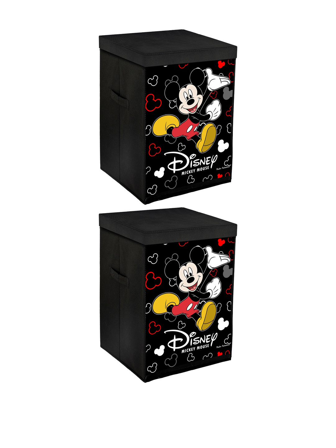 Kuber Industries Black & Yellow Mickey Print Multi Utility Storage Box With Lid & Handles