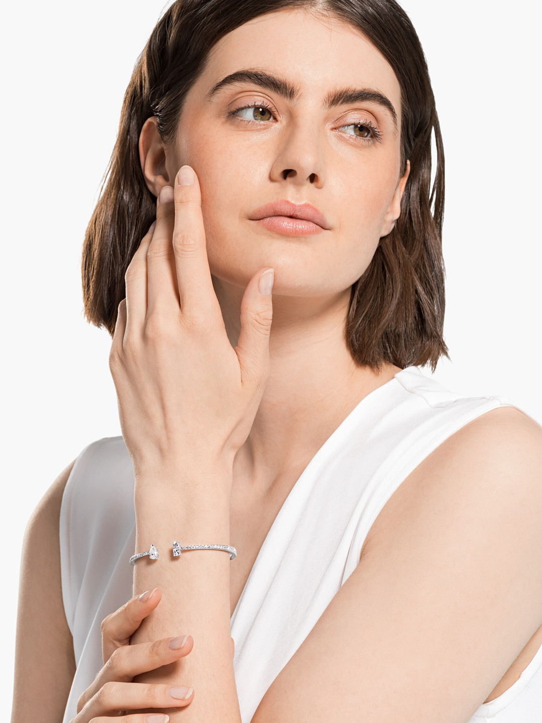 SWAROVSKI Rhodium-Plated White Attract Cuff