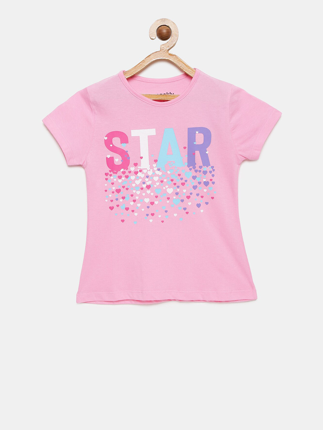 mackly Girls Pink Printed Lounge T-shirt