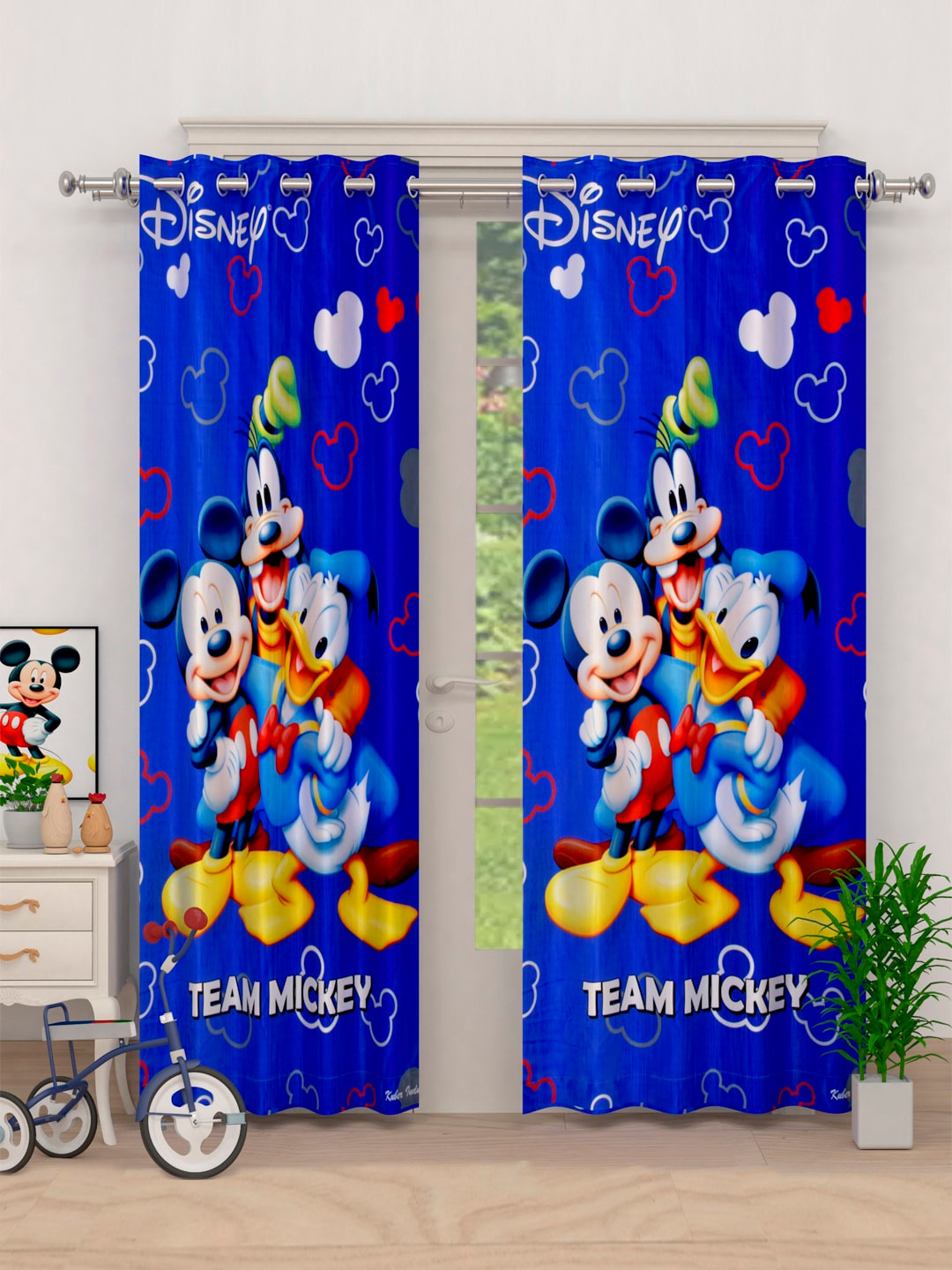 Kuber Industries Blue Set of 2 Door Curtains
