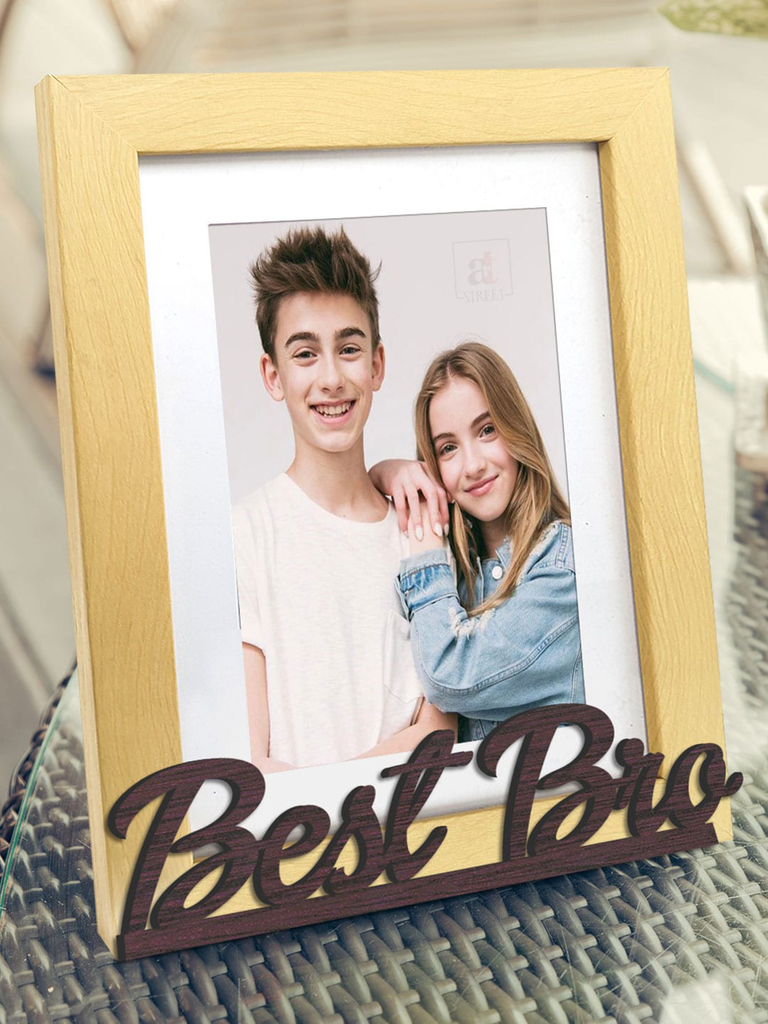 Art Street Beige Solid Best Bro Individual Customized Table Photo Frame