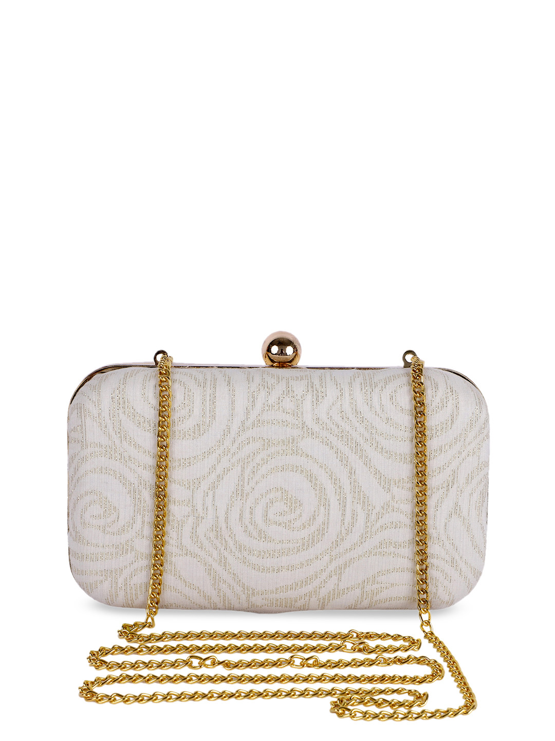 REZZY White Textured Box Clutch