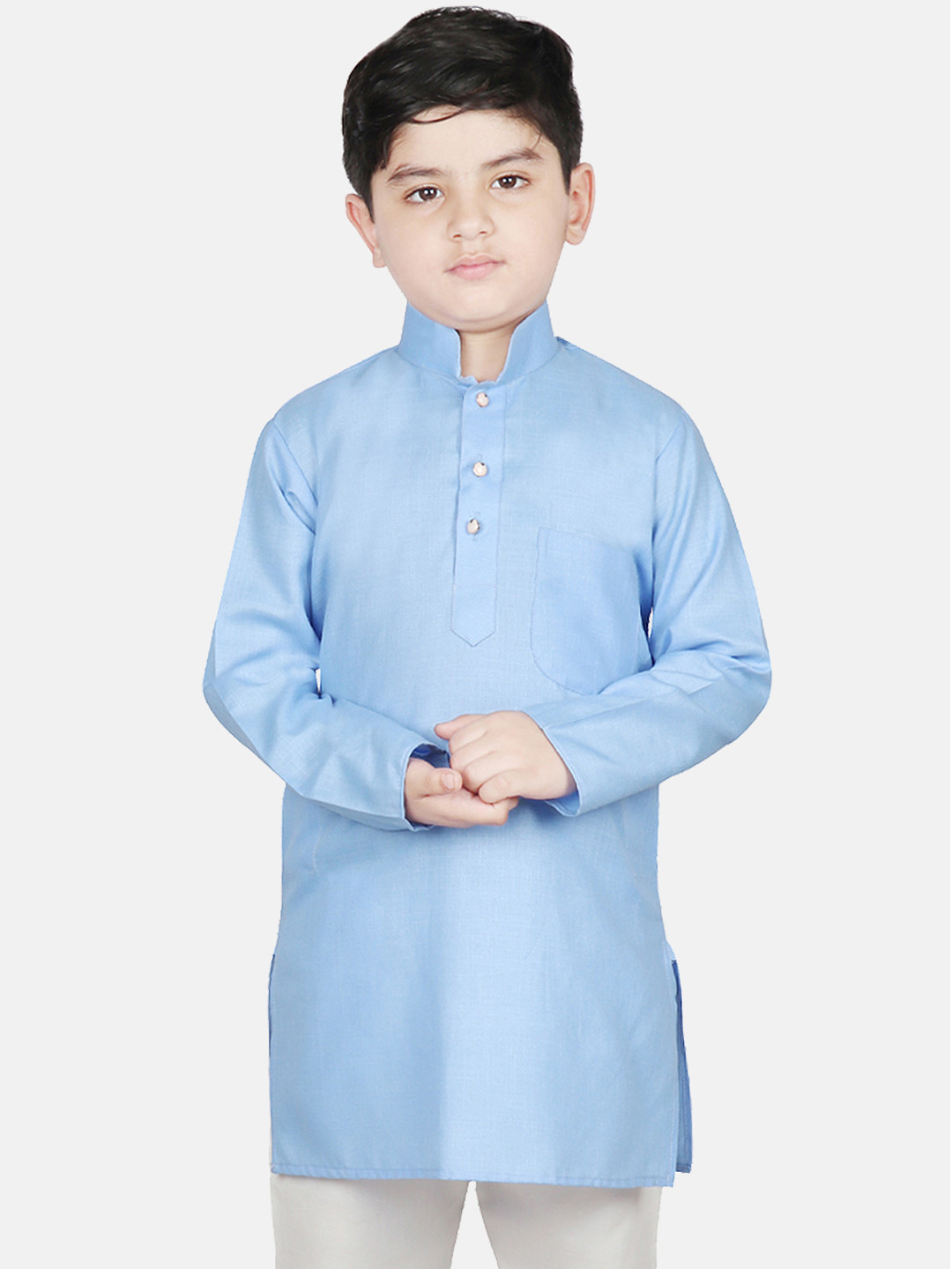 SG YUVRAJ Boys Blue Solid Straight Kurta
