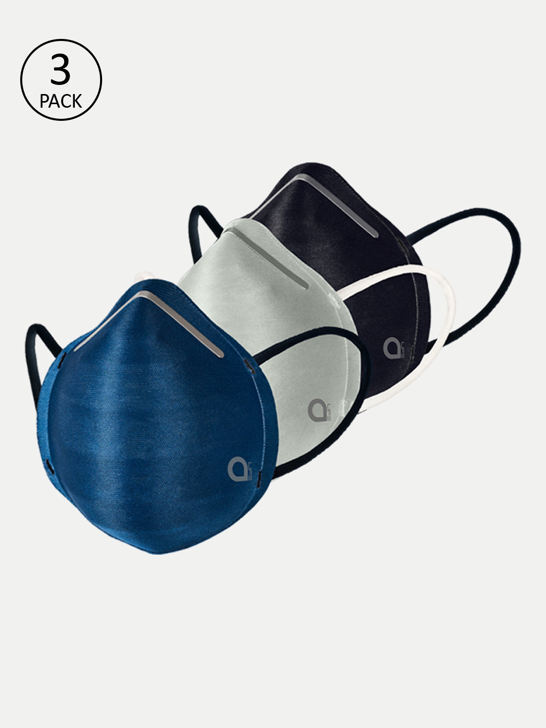 Amante Unisex 3 Pcs Solid 5-Ply Anti-Microbial Reusable Proective Outdoor Masks