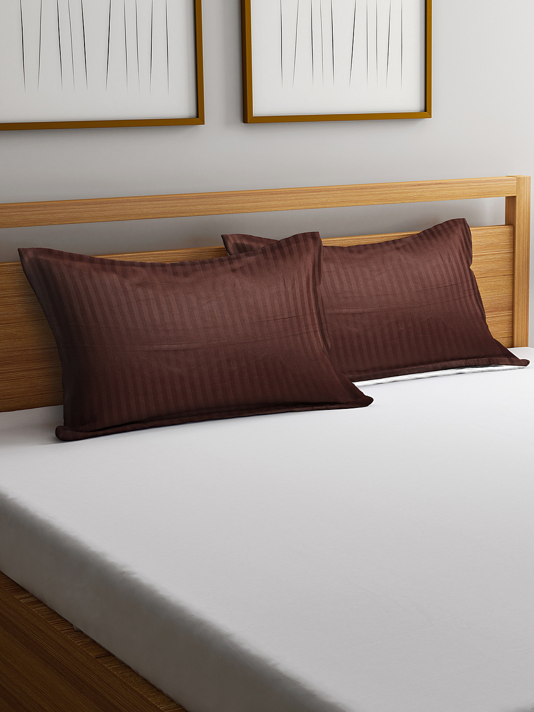 HOSTA HOMES Set of 2 Brown Striped Pillow Covers