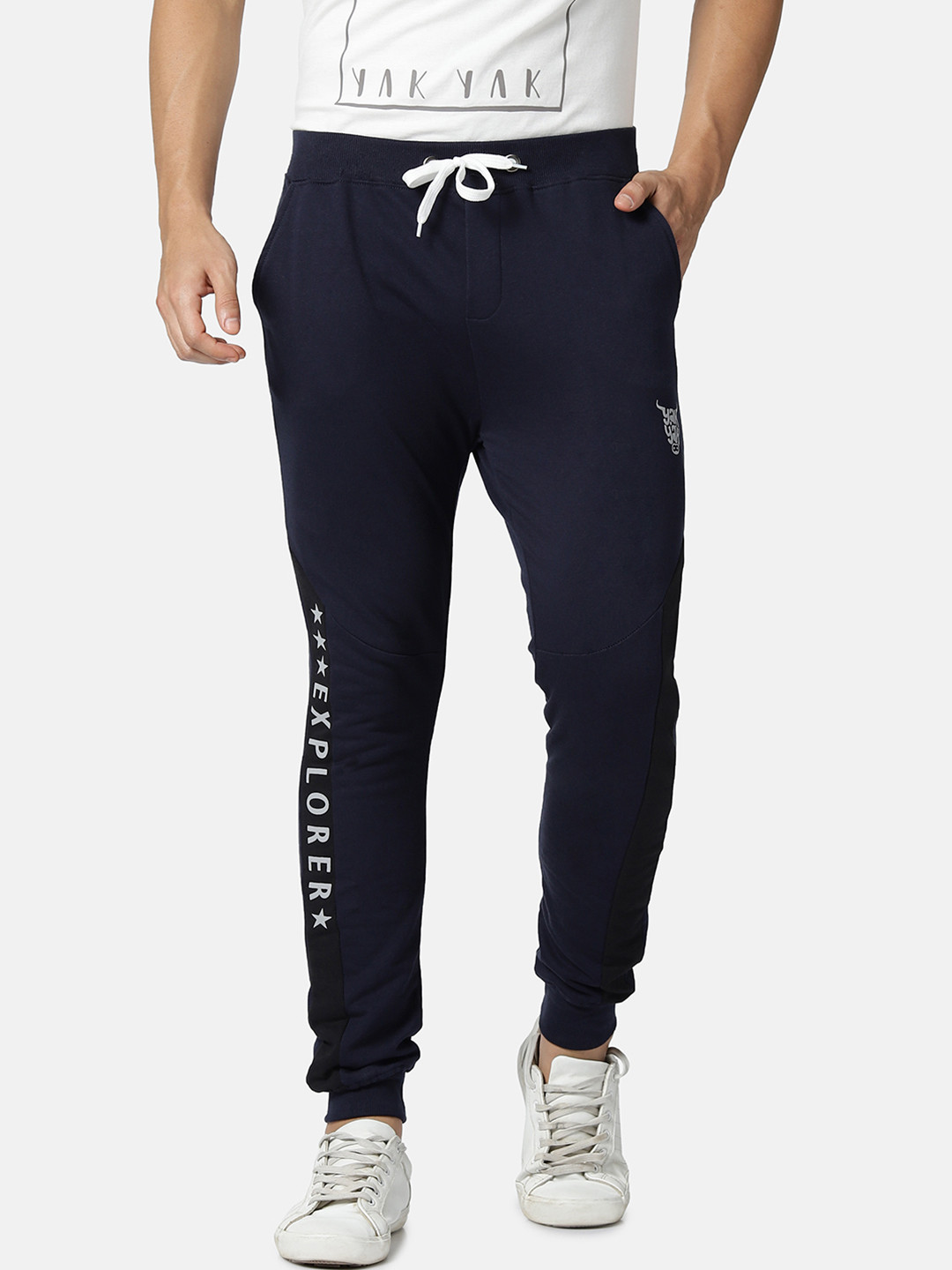 YAK YAK Men Navy Blue Solid Slim Fit Joggers