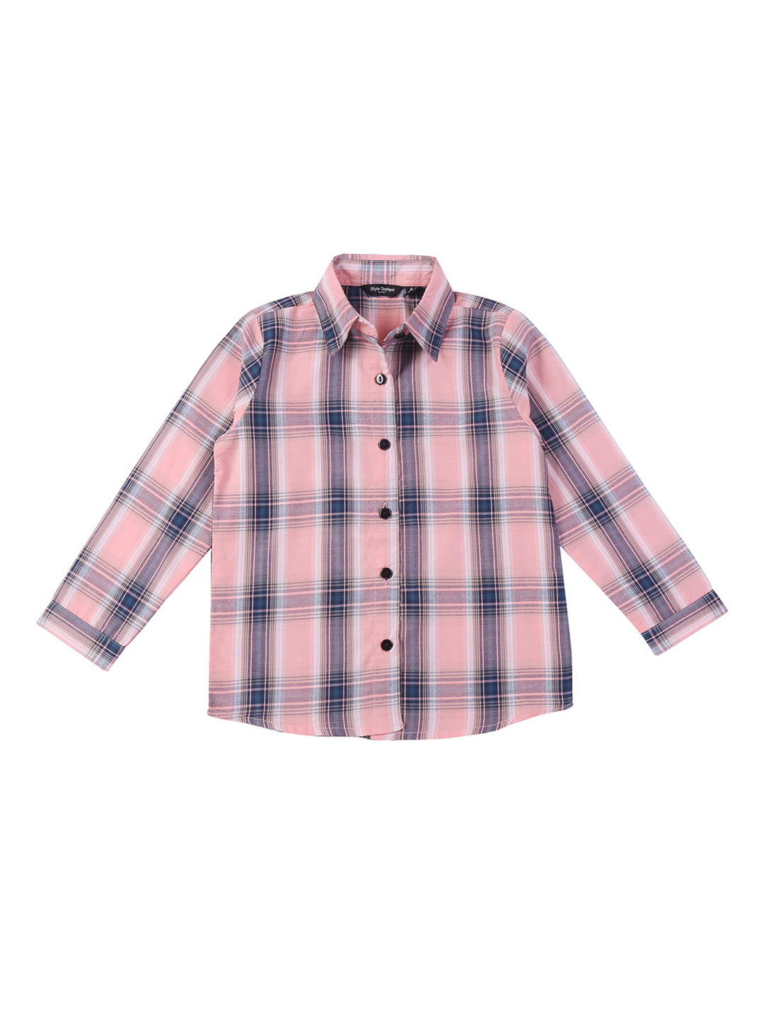 Style Quotient Girls Pink & Blue Regular Fit Checked Casual Shirt