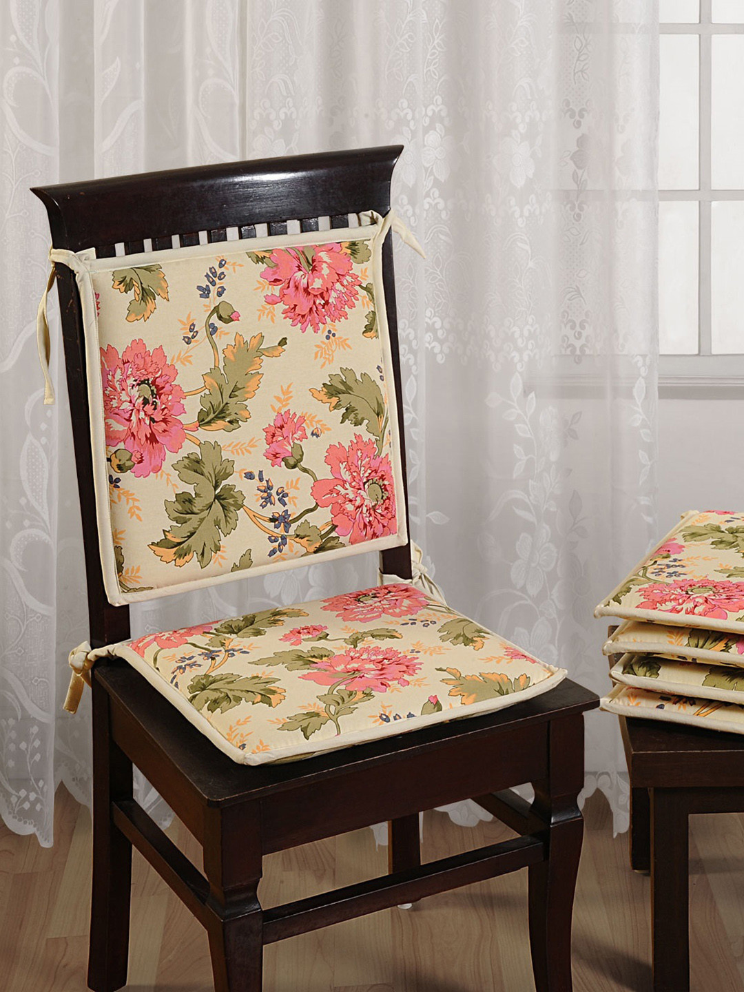 Swayam Set of 6 Printed Chair Pads with Loops