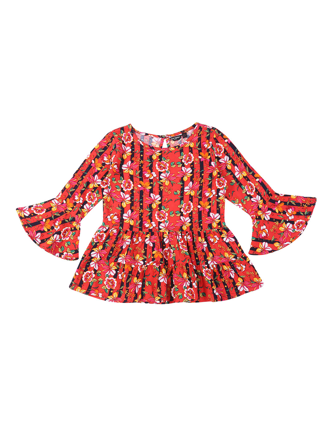 Style Quotient Girls Red Printed Peplum Top