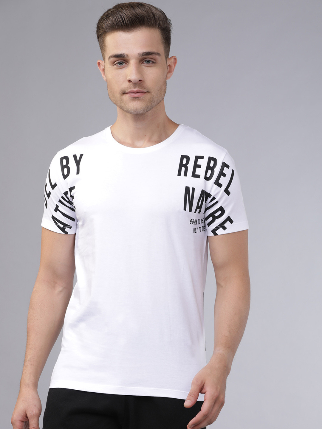 LOCOMOTIVE Men White Printed Round Neck T-shirt