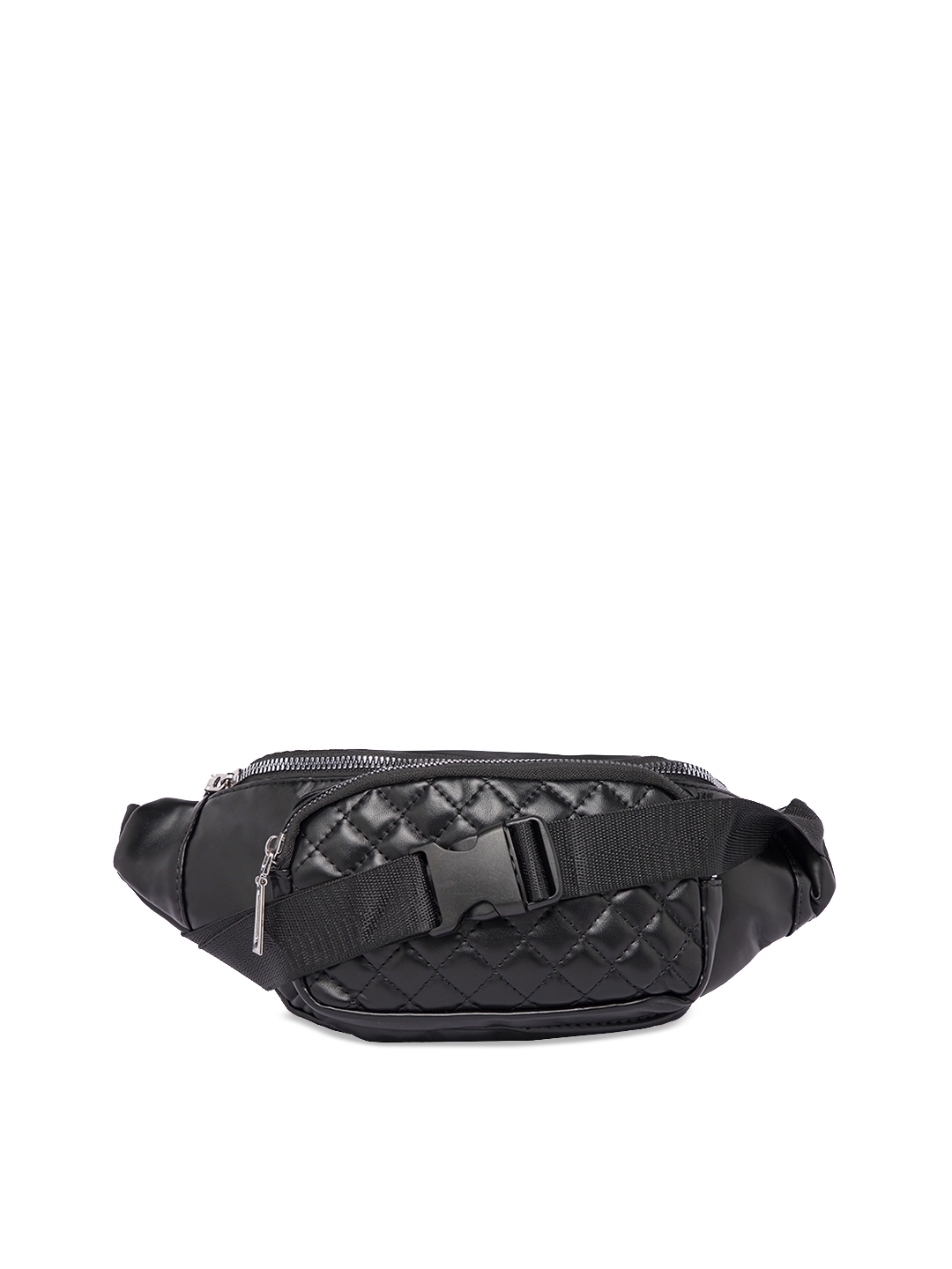 Satchel Bags Women Black Quilted Waist Pouch With Front Pouch