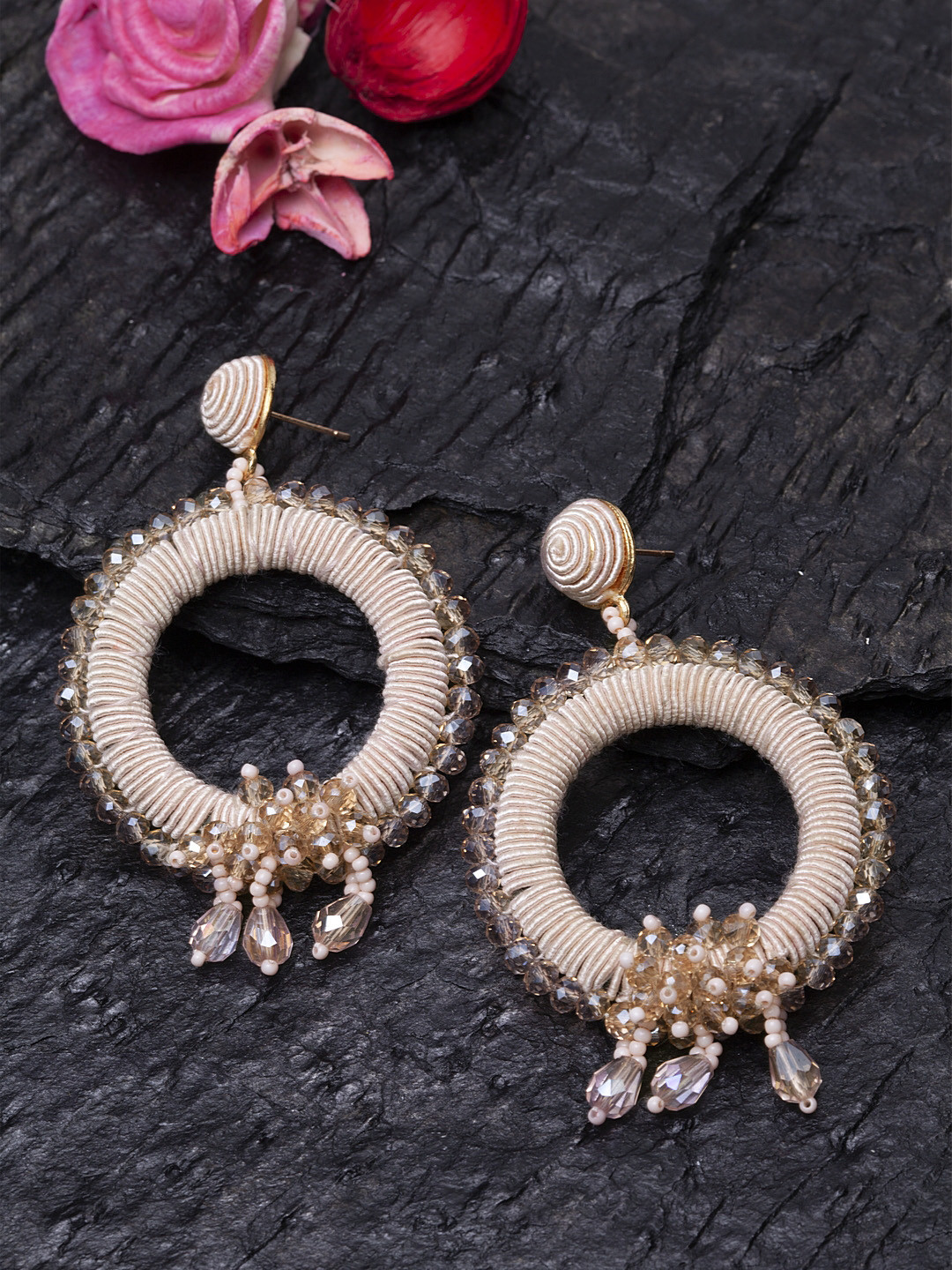 Madame Rose Gold Plated Handcrafted Circular Drop Earrings