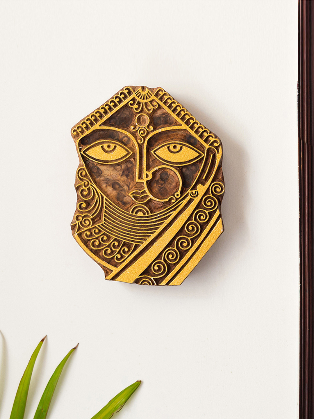 ExclusiveLane Madhubani Bride Wood Ethnic Motifs Antique Hall Spiritual Wall Decor-5.9In